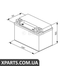 Мотоциклетна акумуляторна батарея AG 12V 6 Ач 105А кратн. 4 шт Bosch 0092M60070