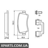 Гальмівні дискові колодки, к-кт. BOSCH 0986494213