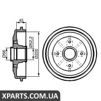 Тормозний барабан CITROEN/PEUGEOT C2/C3/C4/DS3/1007/206/208/301 1.0-1.6 03 кратн. 1 шт Bosch 0986477151