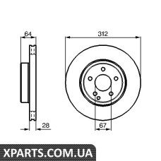 DB Гальмівний диск перед вентилем. 31228W211 02- Bosch 0986479040