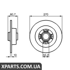 Гальмівний диск без підшип. задн. RENAUL Scenic 03-Bosch 0986479196
