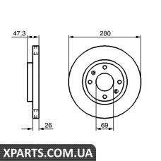 Гальмiвний диск Hyundai Sonata EF Elantra XD F Bosch 0986479229