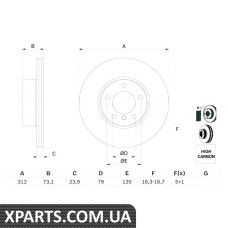 BMW Гальмівний диск передн.3 E9007- Bosch 0986479381