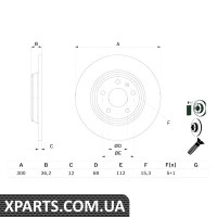 Диск гальм. зад. AUDI A4 Q5 07- Bosch 0986479382