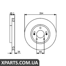 Гальмiвний диск HYUNDAI Santa Fe 20crdi-24-27 01F Bosch 0986479434