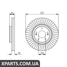 ГАЛЬМІВНИЙ ДИСК Hyundai ix55 2008-2012 F Bosch 0986479692