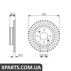 Тормозний диск Hyundai i10 2013колеса 14 F Bosch 0986479770