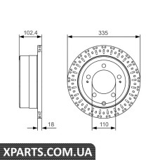 Тормозний диск TOYOT Land Cruiser J6/J7/J10 R 98-07 Bosch 0986479A61