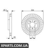 Диск гальм. пров. CITROEN C4 Picasso 13-Bosch 0986479A89