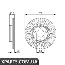 Диск тормозной перед.вентил. VW Passat AUDI 100/A4/A6 SKODA 28825кр.2 Bosch 0986479R82