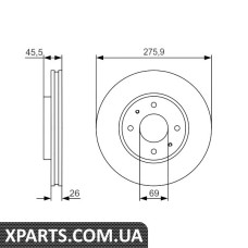 Диск гальм. пров. MITSUBUSHI Lancer 03- Bosch 0986479R94