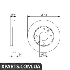 Диск тормозной передний HYUNDAI MatrixElantra 0125724 Bosch 0986479S03