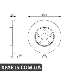 Тормозний диск TOYOTA Auris/Corolla F 13-20 08 PR2 Bosch 0986479S16