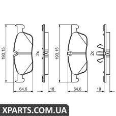LAND ROVER К-т пров. гальм. колодок Discovery Sport 20-22 14Range Rover Evoque 20-22 11- Bosch 0986494818