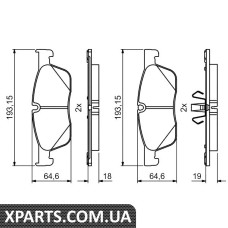 Комплект гальмівних колодок, дискове гальмо Bosch 0986494831