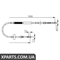 Тормозний трос 1928mm AUDI A4 quattro RL 00-09 Bosch 1987477922