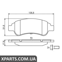 Гальмівні дискові колодки, к-кт. BOSCH 0986494027