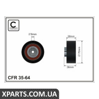 Ролик натяжний 70x8x285 Audi 100 2.5D 90- CAFFARO 3564