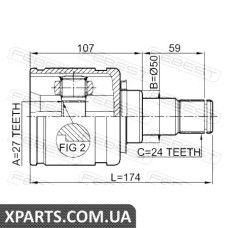 ШРУС ВНУТРІШНІЙ ЛІВИЙ 27X50X24 TOYOTA CAMRY ACV40/GSV40 2006-2011 FEBEST 0111GSV40LH