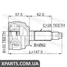 ШРУС ЗОВНІШНИЙ 33X62X28 MAZDA 6 WAGON GH 2008-2013 FEBEST 0510052