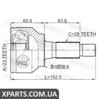 ШРУС ЗОВНІШНИЙ 23X58.6X28 FEBEST 0510BLAT