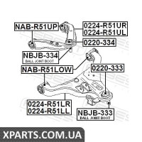 САЙЛЕНБЛОК НИЖНЬОГО ПЕРЕДНЬОГО важеля (NISSAN PATHFINDER R51M 2005-) FEBEST FEBEST NABR51LOW