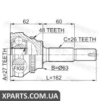 ШРУС ЗОВНІШНИЙ 27X63,3X26 TOYOTA CAMRY ACV3#/MCV3# 2001-2006 FEBEST 0110072A48