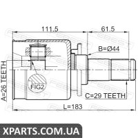 ШРУС ВНУТРІШНІЙ ЛІВИЙ 26X44X29 LAND ROVER DISCOVERY III 2005-2009 FEBEST 2911DIVFLH