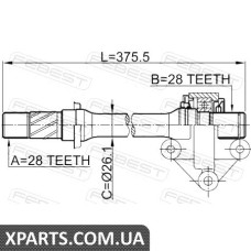 ПОЛУОСЬ ПРАВАЯ 28X375X28 MAZDA 323 BJ 1998-2004 FEBEST 0512CP