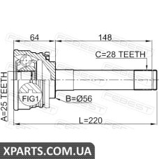 ШРУС ЗОВНІШНИЙ 25X56X28 MITSUBISHI PAJERO II V14W-V55W 1991-2004 FEBEST 0410013