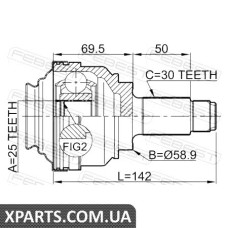 ШРУС ЗОВНІШНИЙ ЗАДНІЙ 25X60X30 BMW X5 E53 1999-2006 FEBEST 1910X5RR
