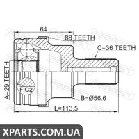 ШРУС ЗОВНІШНИЙ ЗАДНІЙ 29X55.5X36 FEBEST 2110KUGA88R