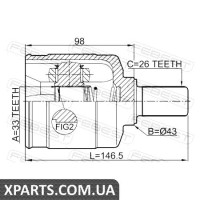 ШРУС ВНУТРІШНІЙ ЛІВИЙ 33X43X26 FEBEST 2411DUSTLH