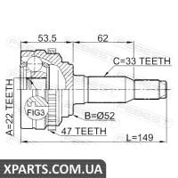 ШРУС ЗОВНІШНИЙ 22X52X33 CHEVROLET LACETTI/OPTRA (J200) 2003-2008 FEBEST 1110J200A47