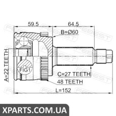 ШРУС ЗОВНІШНИЙ ЗАДНІЙ 22X60X27 KIA SPORTAGE 2004-2010 FEBEST 2210NSPRA48