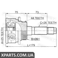 ШРУС ЗОВНІШНИЙ 25X61X26 MAZDA BT-50 2006-2011 FEBEST 0510B25A44