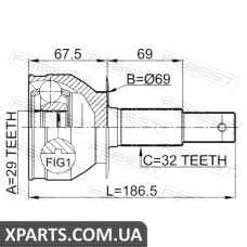 ШРУС ЗОВНІШНИЙ ЗАДНІЙ 29X69X32 NISSAN PATHFINDER R51M 2005- FEBEST 0210R51R