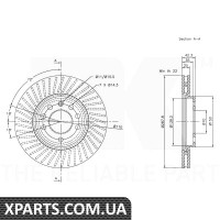 Диск гальмівний вентильований NK-203625