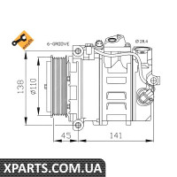 Компресор кондиціонера MB Sprinter/Vito CDI d110mm NRF 32214