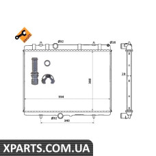 Радіатор охолодження Citroen Berlingo/Peugeot Partner 1.6HDI 08-(+/-AC) (380x549x26) NRF 50437