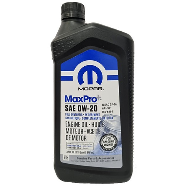 Моторне масло MOPAR MaxPro 0W-20 68218950AB (68218950AC, 68218950AA, 68218951AA) 946мл