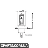 Лампа фарна H4 12V 60/55W P43t ULTRA LIFE 1шт.blister OSRAM 64193ULT01b
