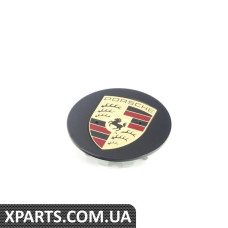 Кругла глянсова чорна опукла центральна кепка з повнокольоровим гербом Porsche Porsche 95836130303