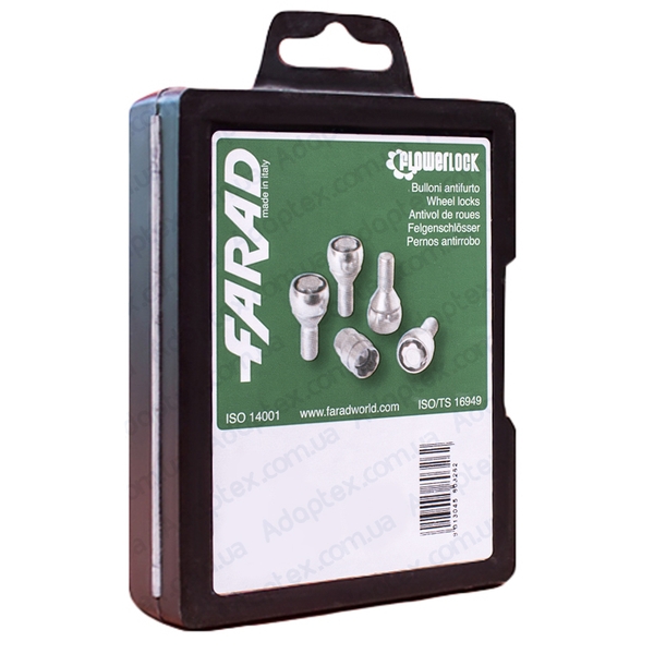 FARAD FLOWERLOCK | Болти замка М12х1.25х17 Пресшайба Обертальне кільце (Peugeot, Citroen) оригінальні диски + запасний ключ під 19