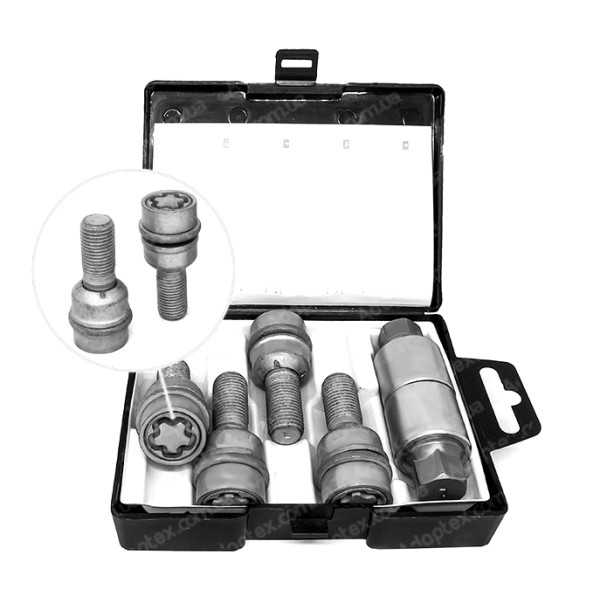 FARAD STARLOCK | Болти з секреткою М14x1.5x30 Сфера R14 для Audi A8, Q3, Q5, Q7 (4M); Q8 (4M); VW Touareg (CR) Вращаючеся кільце + запасний ключ під 17