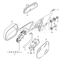 Дзеркальне скло (сферич.)з обігрівом, з несучою пласт. VAG 6N2857521B
