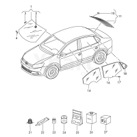 Вітрове скло без попереджає. обробки VAG 6RU845011ENVB