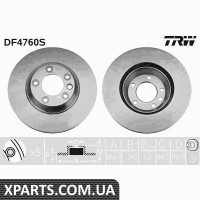 Диск гальмівний AUDI Q7 VW TOUAREG передн. вент. TRW DF4760S Диск гальмівний AUDI Q7 VW TOUAREG передн. вент. TRW DF4760S