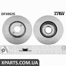 Диск тормозной PEUGEOT 30807- TRW DF4962S