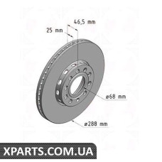 Тормозной диск передний 288x25  ZIMMERMANN 100121620 (аналог VAG 4A0615301C для  VAG Passat 100 C4 91-)